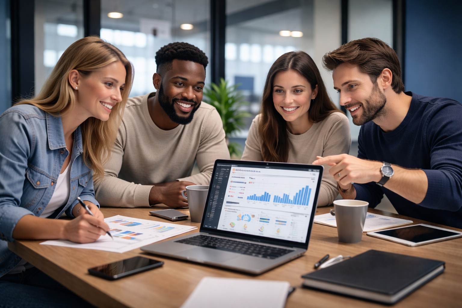 JCM Media team collaborating on digital marketing strategy